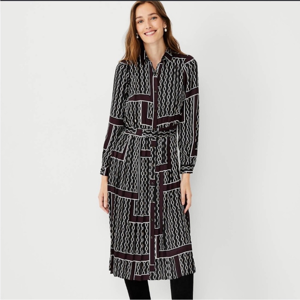 NWT Ann Taylor chain print shirt dress, sz 8